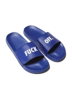 Raised By Wolves Fuck Off Sliders - Blue White