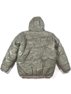 40's & Shorties Logo Embroidered Puffer Jacket - Olive -ActiveWear Haven 40s shorties logo puffer jacket olive 03