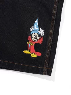 Butter Goods X Disney Fantasia Sorcerer Baggy Denim Shorts - Washed Black -ActiveWear Haven butter fantasia baggy denim shorts washed black 03