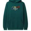 Butter Goods Floral Embroidered Pullover Hoody - Dark Green
