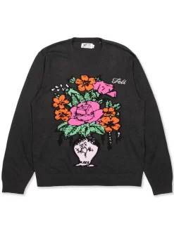 Felt Bouquet Knit Sweater - Charcoal