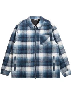 The Hundreds Don Plaid Zip Up - Navy