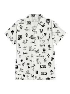 Paradise Decal Hell Open Collar S/S Shirt - White
