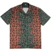 Pestle & Mortar Leopard Print Bowling Shirt - Green