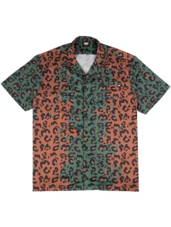 Pestle & Mortar Leopard Print Bowling Shirt - Green