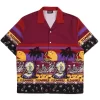 Pleasures Beach Button Down Shirt - Burgundy
