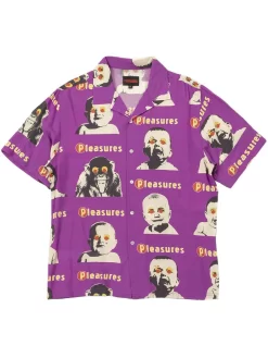 Pleasures Head Button Down S/S Shirt - Purple