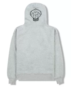 Pleasures X N.E.R.D Zip Up Hoody - Heather Grey -ActiveWear Haven pleasures nerd zip up hoodie grey 02