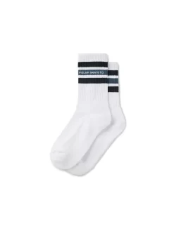 Polar Rib Socks Fat Stripe - White Blue