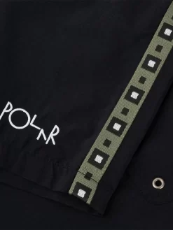 Polar Square Stripe Swim Shorts - Black Jade Green -ActiveWear Haven polar square stripe shorts black green 03