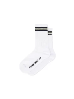 Polar Rib Socks | Stripe - White Black Sage