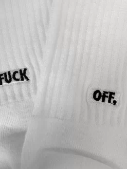 Raised By Wolves Fuck Off Crew Sock - White -ActiveWear Haven raised by wolves fuck off crew sock white 03